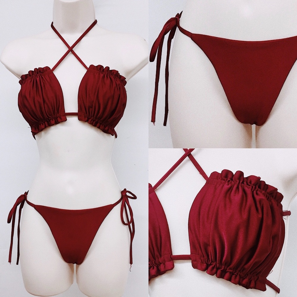 Burgundy Ruffle Bikini